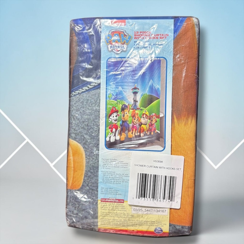 Nickelodeon Paw Patrol 13 Piece Shower Curtain with Hooks Set 70x72 HS3098 NEW